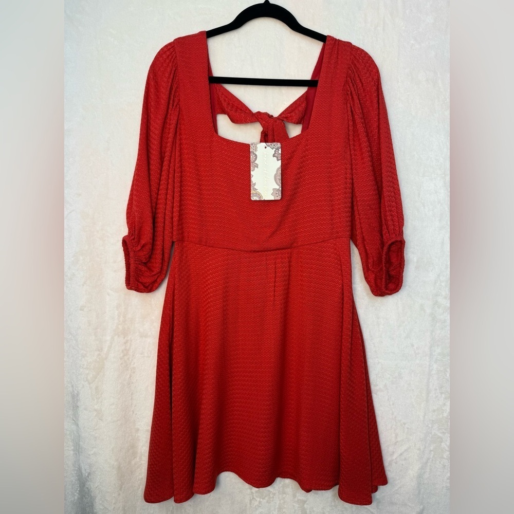 BAND OF THE FREE Josette Red Puff Sleeve Mini Dress - Picture 5 of 9